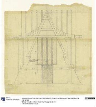 Gewerbeausstellung Dombauhütte, München, Querschnitt Eingang, Fragment