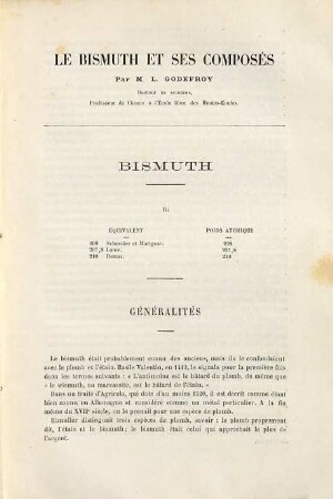 Le Bismuth et ses composés