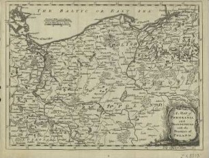 A map of Pomerania and Brandenburg with the frontiers of Poland