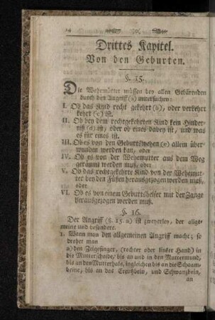 Drittes Kapitel. Von den Geburten.