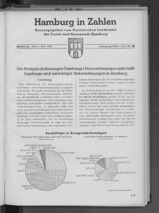 Die Zweigniederlassungen Hamburger Unternehmen außerhalb Hamburgs und auswärtiger Unternehmungen in Hamburg