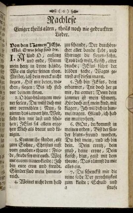 Nachlese Einiger theils alten, theils noch nie gedruckten Lieder.