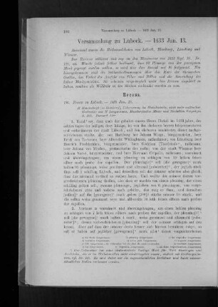 Versammlung zu Lübeck. - 1433 Jan. 13.