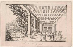 Die Wandelhalle und der Garten von Dr. Struves Mineralwasseranstalt (Gesundbrunnenanstalt)