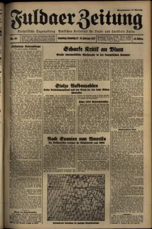 Erste Ausgabe vom Samstag, den 27. Februar 1937.