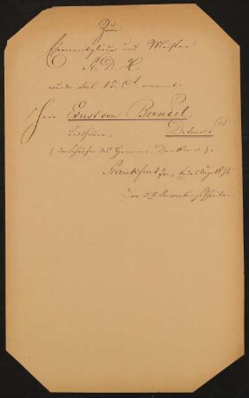 Liste "Zum Ehrenmitgliede und Meister des Fr.D.H. wurde Jul. 15. [1875] ernannt"