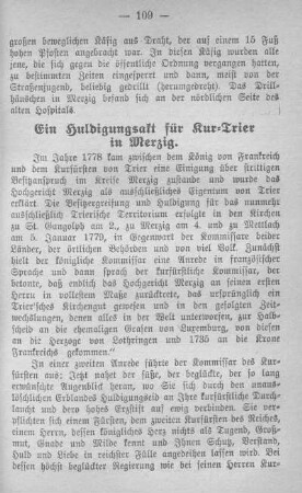 Ein Huldigungsakt für Kur=Trier in Merzig.