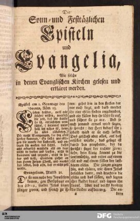 Die Sonn- und Festtäglichen Episteln und Evanglia [...].