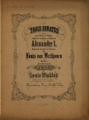 Trois sonates pour piano et violon : op. 30, 1