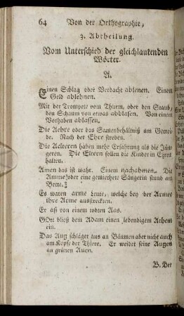 3. Abtheilung. Vom Unterschied der gleichlautenden Wörter.