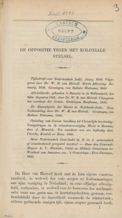 Artikel [1]: De oppositie tegen het koloniale stelsel