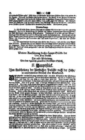II. Hauptstück - Von Austheilung der Fürstlichen Palläste nach der Höhe / in unterschiedene Geschoß oder Stockwerck.
