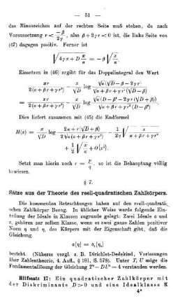 § 7. Sätze aus der Theorie des reell-quadratischen Zahlkörpers.