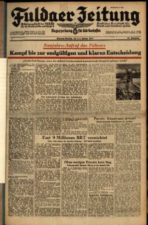 Ausgabe vom Sonntag, den 03. Januar 1943.