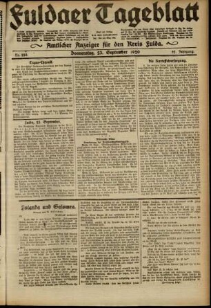 Ausgabe vom Donnerstag, den 23. September 1920.