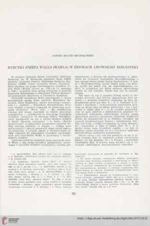 34: Rysunki Józefa Walla (Wahla) w zbiorach lwowskiej biblioteki