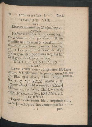 Caput VIII. De Literarum mutatione & abiectione generali.