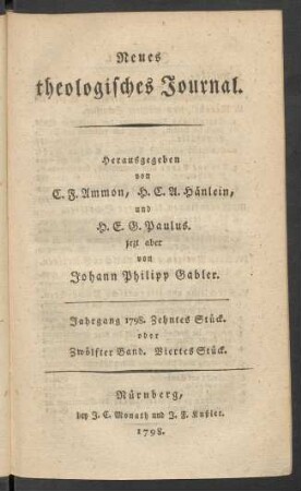 Jahrgang 1798. Zehntes Stück. oder Zwölfter Band. Viertes Stück