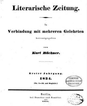 Literarische Zeitung. 1. 1834