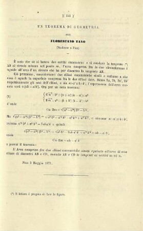 Un teorema di Geometria.