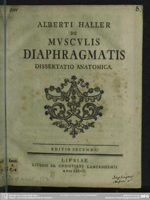 Alberti Haller De Musculis Diaphragmatis Dissertatio Anatomica