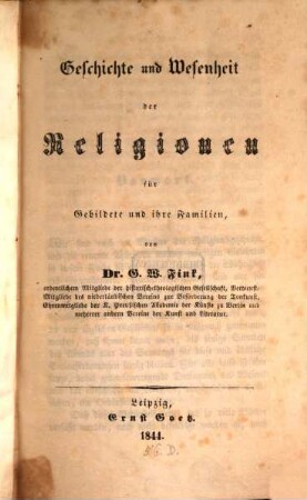 Geschichte und Wesenheit der Religionen