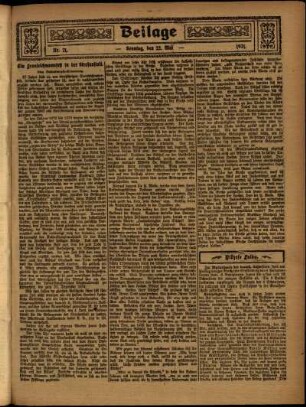 Zweite Ausgabe vom Sonntag, den 22. Mai 1921.
