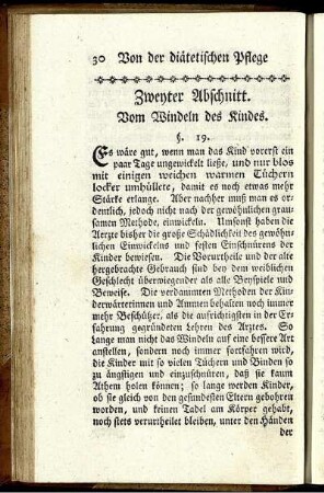 Zweyter Abschnitt. Vom Windeln des Kindes.