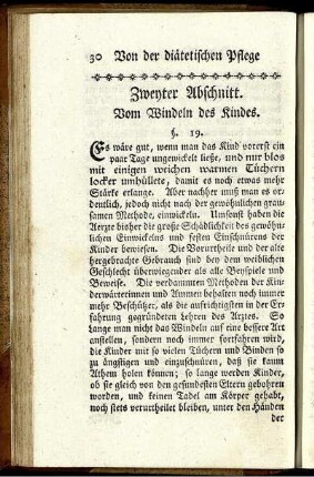 Zweyter Abschnitt. Vom Windeln des Kindes.