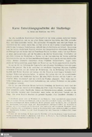 Kurze Entwicklungsgeschichte der Stadtanlage