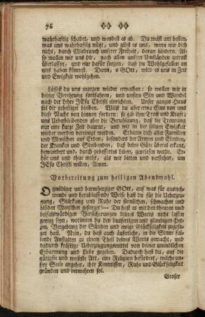 Vorbereitung zum heiligen Abendmahl. - Gebet nach dem Genusse des heiligen Abendmahls.