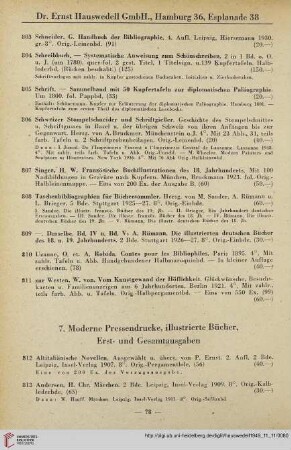 7. Moderne Pressendrucke, illustrierte Bücher, Erst- und Gesamtausgaben (Nr. 812 - 1032)
