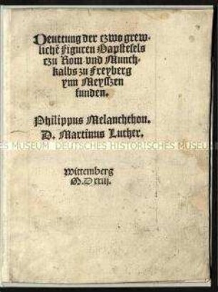 Antipäpstliche Flugschrift mit zwei ganzseitigen Holzschnitten des Papstesels und des Mönchskalbs von Lucas Cranach d. J.
