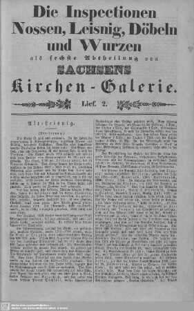 Alt-Leisnig, Tragnitz, Nieder-Striegis : 2. Lieferung