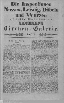Alt-Leisnig, Tragnitz, Nieder-Striegis : 2. Lieferung