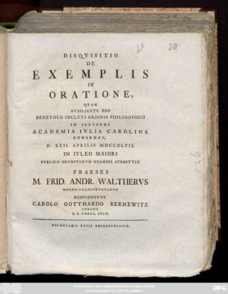 Disqvisitio De Exemplis In Oratione
