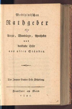 Des Zweyten Bandes Erste Abtheilung