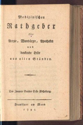 Des Zweyten Bandes Erste Abtheilung