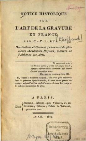 Notice historique sur l'art de la gravure en France