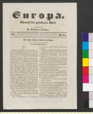 Rezension zu Bettinas Goethe-Buch: "Europa. Chronik der gebildeten Welt" Nr. 94 vom 23. November 1850