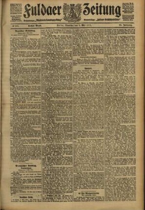 Erste Ausgabe vom Dienstag, den 09. Mai 1911.