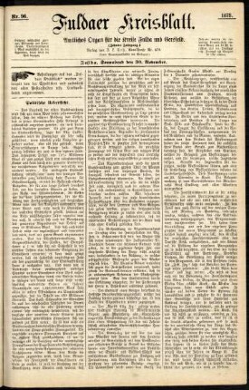 Erste Ausgabe vom Samstag, den 30. November 1878.