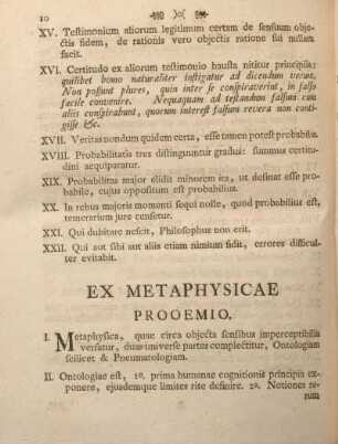 Ex metaphysicae prooemio.
