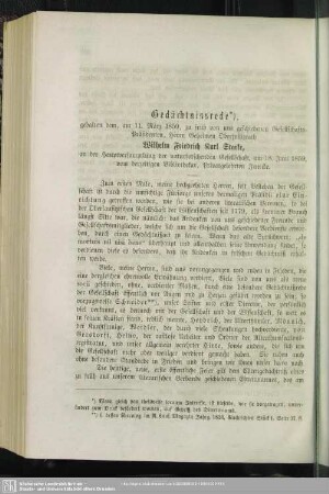 Geächtnissrede gehalten dem, am 11. März 1859, zu früh von uns geschiedenen Gesellschafts-Präsidenten, Herrn geheimen Oberjustizrath Wilhelm Friedrich Karl Starke, an der Hauptversammlung der naturforschenden Gesellschaft, am 18. Juni 1859