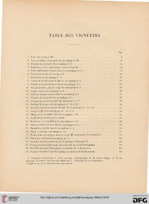 Table des vignettes
