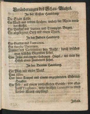 Veränderungen des Schau-Platzes
