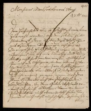 Brief von Johan Daniel Geysel an Johann Friedrich von Uffenbach. Nürnberg, 9.3.1723