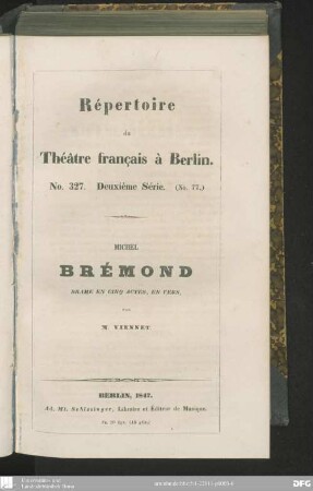 Michel Brémond : drame en cinq actes, en vers