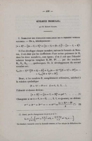 Quelques formules.