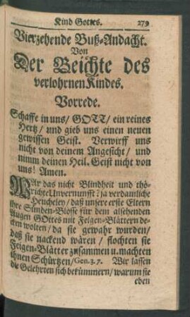 Vierzehende Buß-Andacht. Von Der Beichte des verlohrnen Kindes